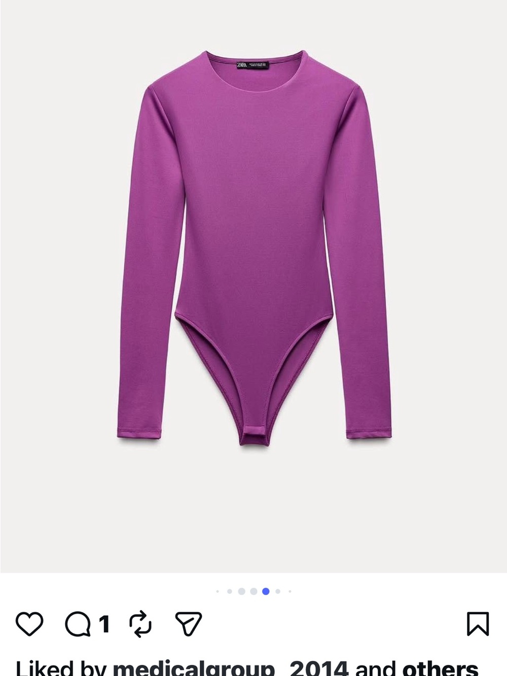 Zara Long-Sleeve Purple One-Piece Bodysuit